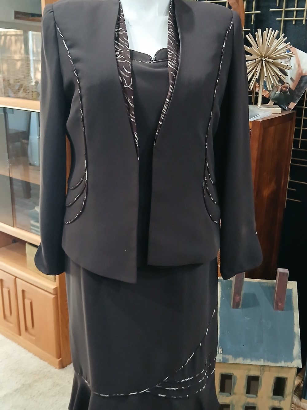 Night Studio New York Brown 3-Piece Skirt Set with Embroidered Detail Size 14